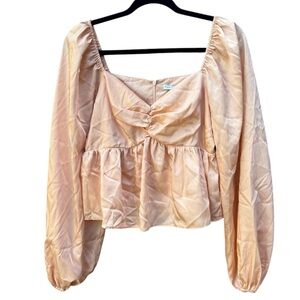 English Factory Blush Long Sleeve Blouse. Size Medium